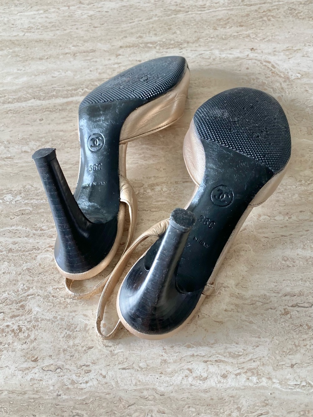 Vintage Chanel CC Bow Cap Toe Slingback Heels - Picture 8 of 10